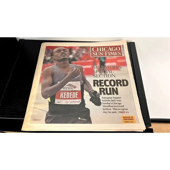 Vintage Chicago Sun-Times Marathon Special Section Record Run Newspaper - Picture 1 of 10